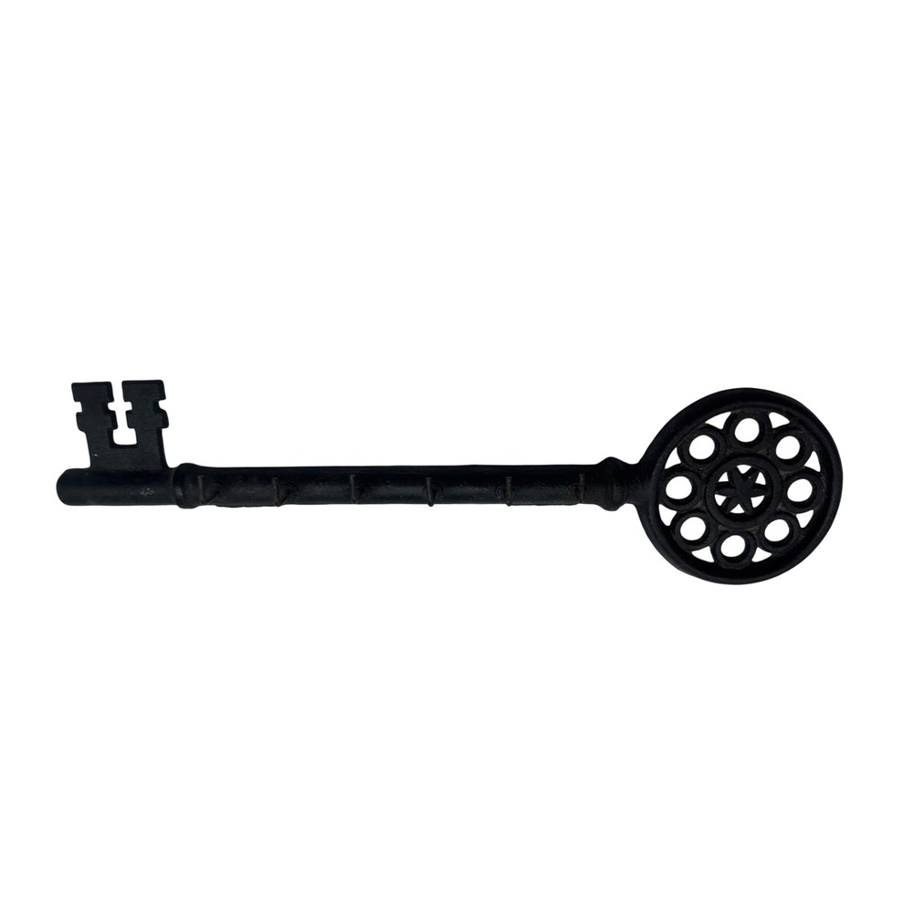 Vintage Cast Iron Skeleton Key Wall Hook Black 5-Hook Key Holder 13.5" Japan